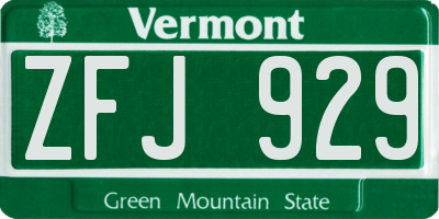 VT license plate ZFJ929