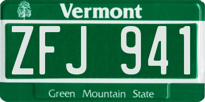 VT license plate ZFJ941
