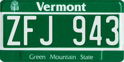 VT license plate ZFJ943