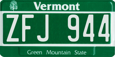 VT license plate ZFJ944
