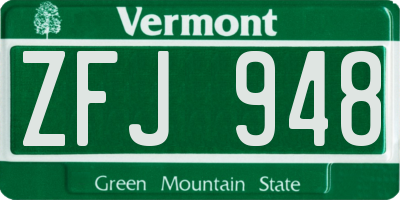 VT license plate ZFJ948