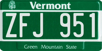 VT license plate ZFJ951