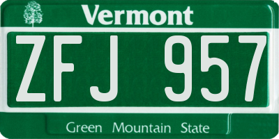 VT license plate ZFJ957