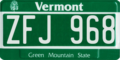 VT license plate ZFJ968