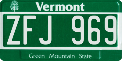 VT license plate ZFJ969