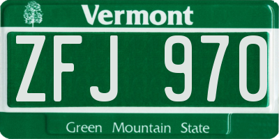 VT license plate ZFJ970