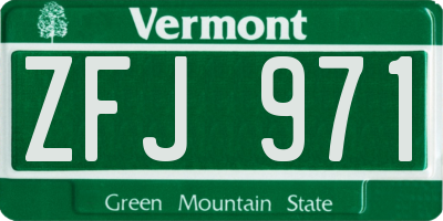 VT license plate ZFJ971