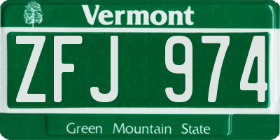 VT license plate ZFJ974