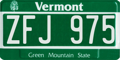 VT license plate ZFJ975