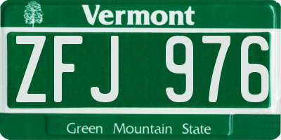 VT license plate ZFJ976