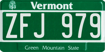 VT license plate ZFJ979