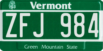 VT license plate ZFJ984