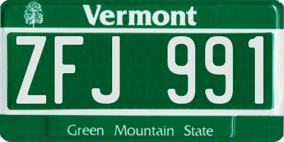 VT license plate ZFJ991