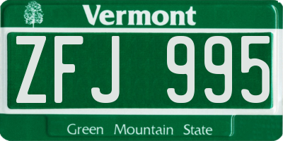 VT license plate ZFJ995
