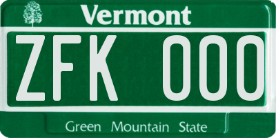 VT license plate ZFK000