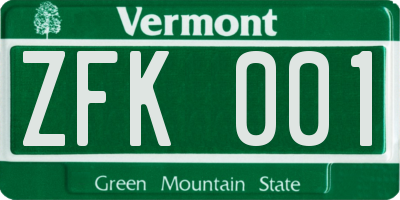 VT license plate ZFK001