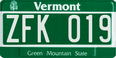 VT license plate ZFK019