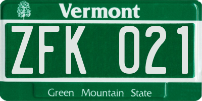 VT license plate ZFK021