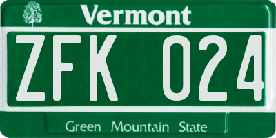 VT license plate ZFK024