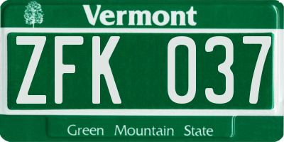 VT license plate ZFK037