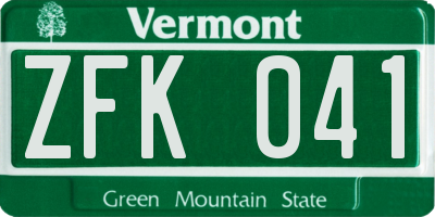 VT license plate ZFK041