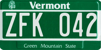 VT license plate ZFK042
