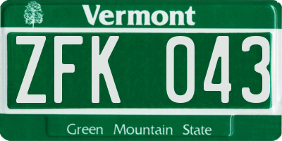 VT license plate ZFK043