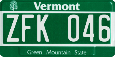 VT license plate ZFK046