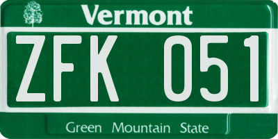 VT license plate ZFK051