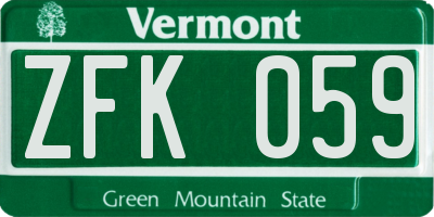 VT license plate ZFK059