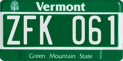 VT license plate ZFK061