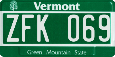 VT license plate ZFK069