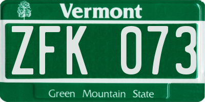 VT license plate ZFK073