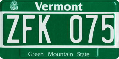 VT license plate ZFK075