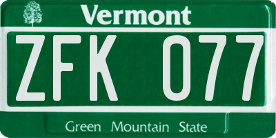 VT license plate ZFK077