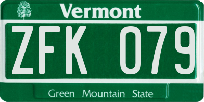 VT license plate ZFK079