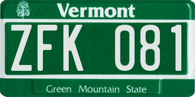 VT license plate ZFK081