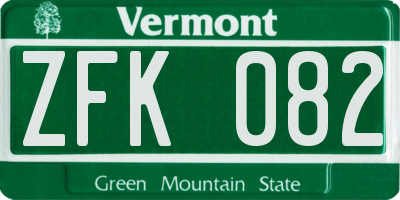 VT license plate ZFK082