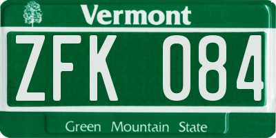 VT license plate ZFK084