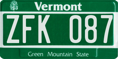 VT license plate ZFK087