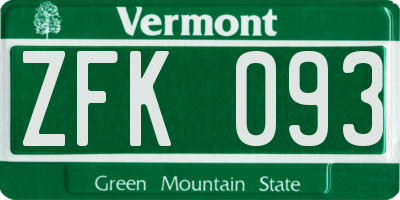 VT license plate ZFK093