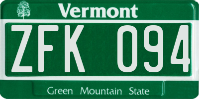 VT license plate ZFK094