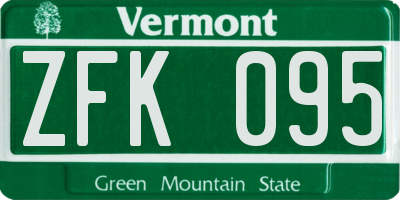 VT license plate ZFK095