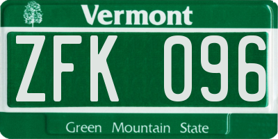 VT license plate ZFK096