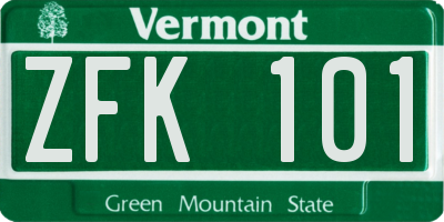 VT license plate ZFK101