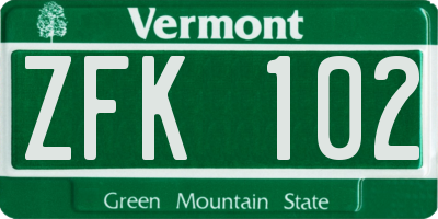 VT license plate ZFK102