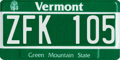 VT license plate ZFK105