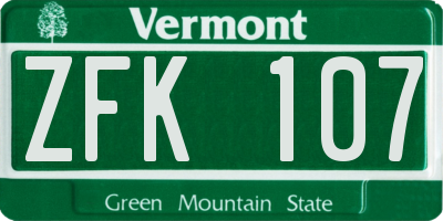 VT license plate ZFK107