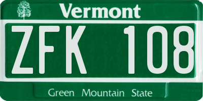VT license plate ZFK108