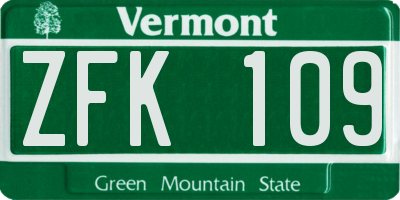 VT license plate ZFK109